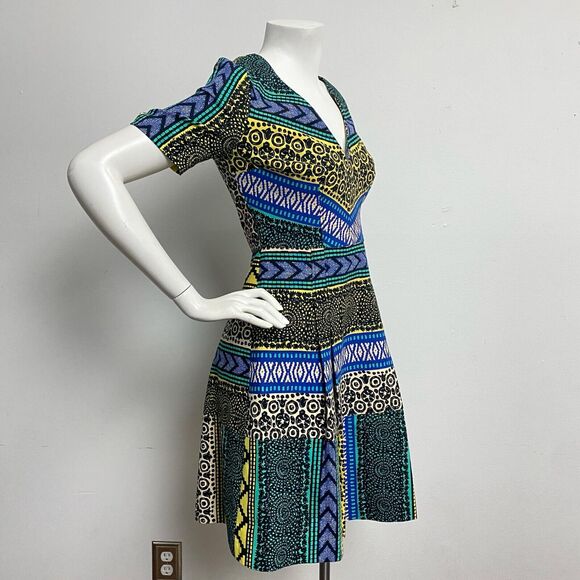 Plenty by Tracy Reese Fit & Flare Dress Lined Women's Size 4 Multicolor Vneck - Picture 4 of 10